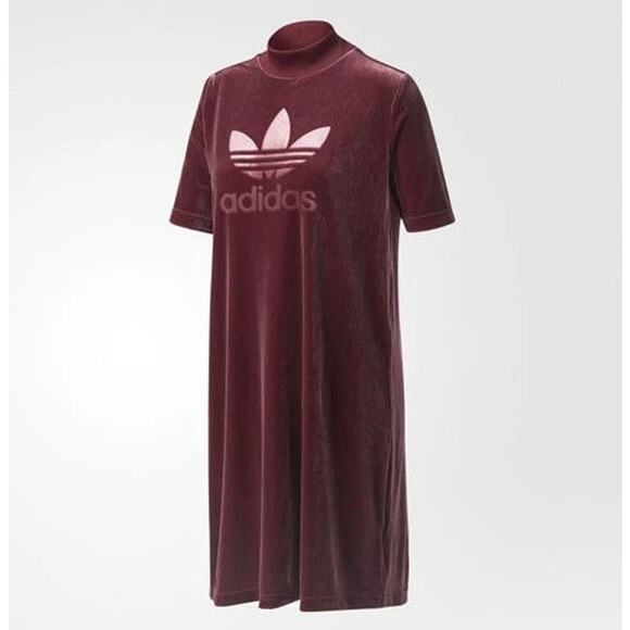Adidas Velvet Vibes Short Dress Maroon Women’s Size Small NWT Athletic Casual - Picture 3 of 8